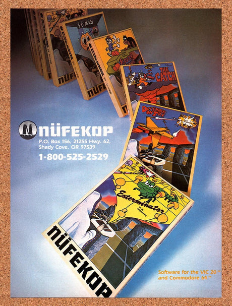 1983 Nufekop Defender On Tri Vic-20 Software Original Ad / Retro Wall Art v1