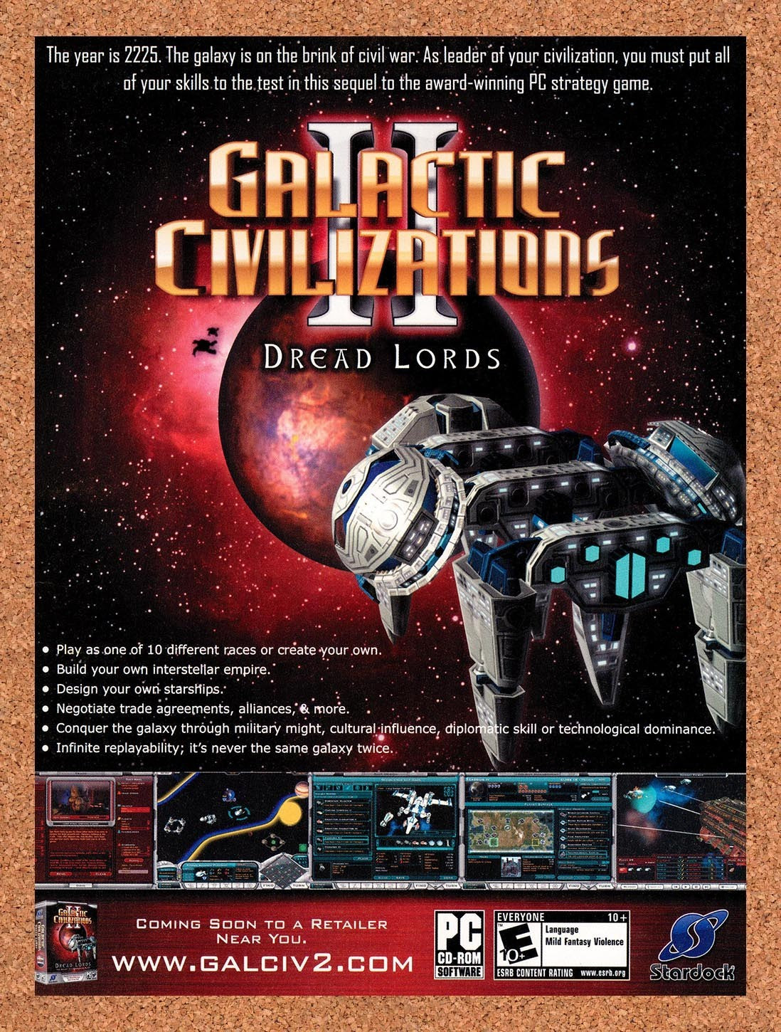 2006 Galactic Civilizations II Dread Lords PC Original Advertisement / Promo v3