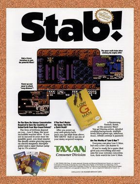 1990 Low G Man NES Original Advertisement / Retro Promo v2