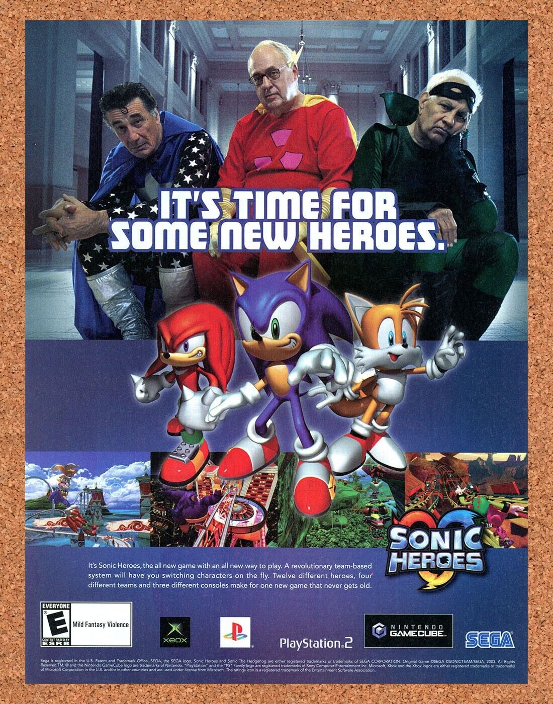 Sonic Heroes GameCube Original 2003 Print Ad Authentic Sega Video Game Art Promo