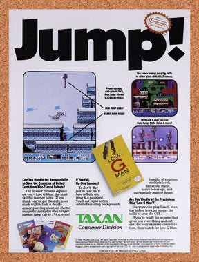 1990 Low G Man NES Original Advertisement / Retro Wall Art v1