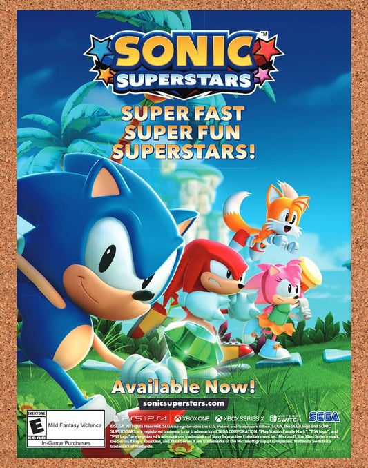 Sonic Superstars Switch Original 2022 Ad - Video Game Art Promo