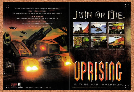 1997 Uprising Join Or Die PC Original Advertisement / Retro Promo v1