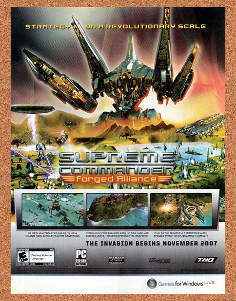 Supreme Commander Forged Alliance PC Original 2007 Vintage Ad - Video Game Promo