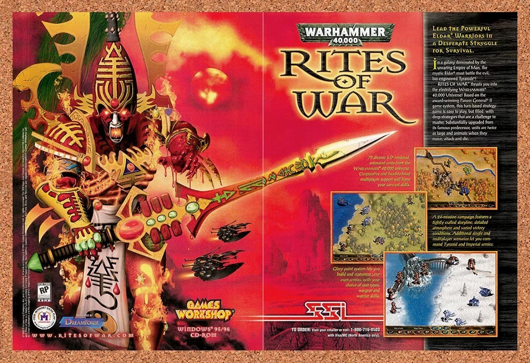 1999 Warhammer Rites Of War PC Original Advertisement / Retro Promo v2