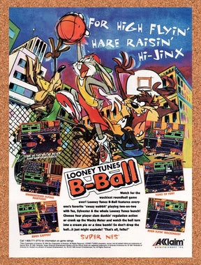 1995 Looney Tunes B-Ball SNES Original Advertisement / Retro Wall Art v1