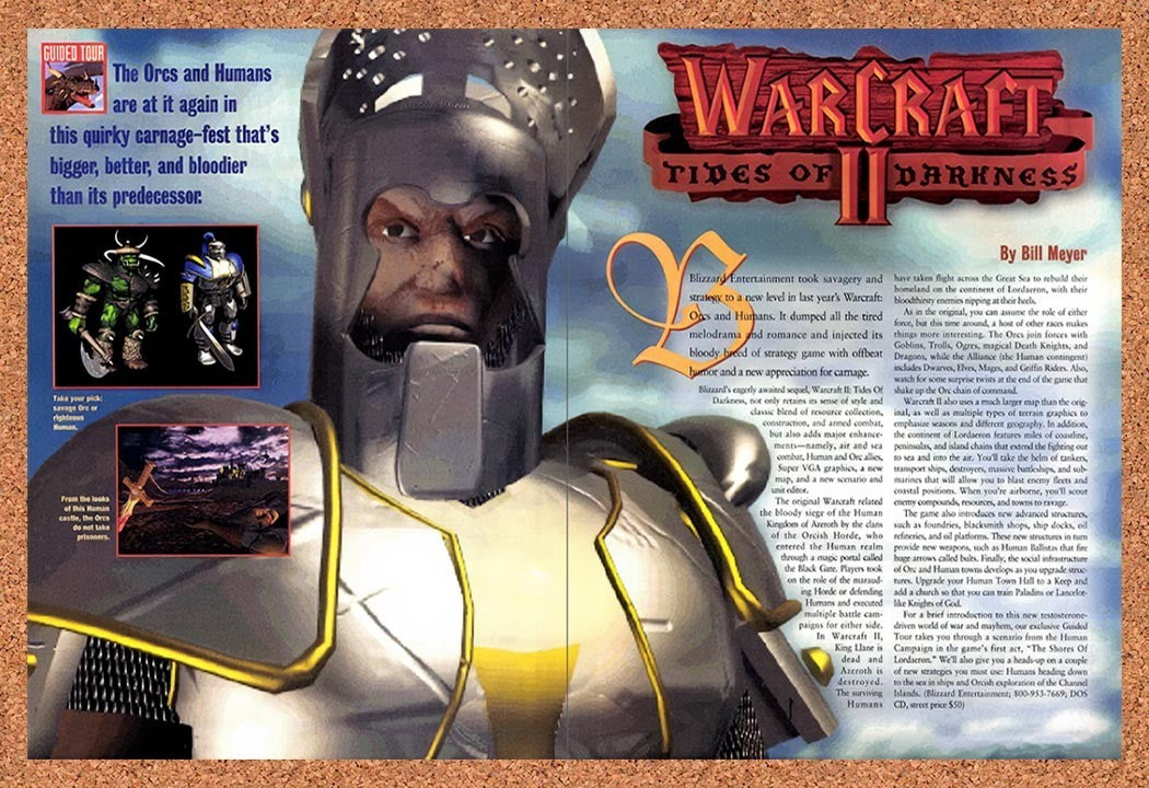 1995 WarCraft II Tides Of Darkness PC Original Advertisement / Retro Promo vr1