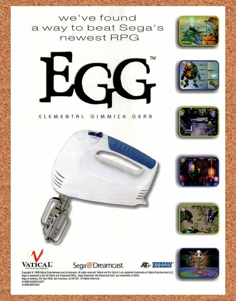 EGG Elemental Gimmick Gear Dreamcast Original 2000 Vintage Ad - Video Game Promo