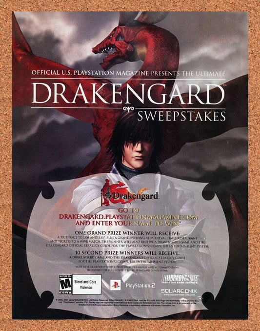 Drakengard PS2 Sweepstakes Original 2004 Ad Authentic Video Game Promo