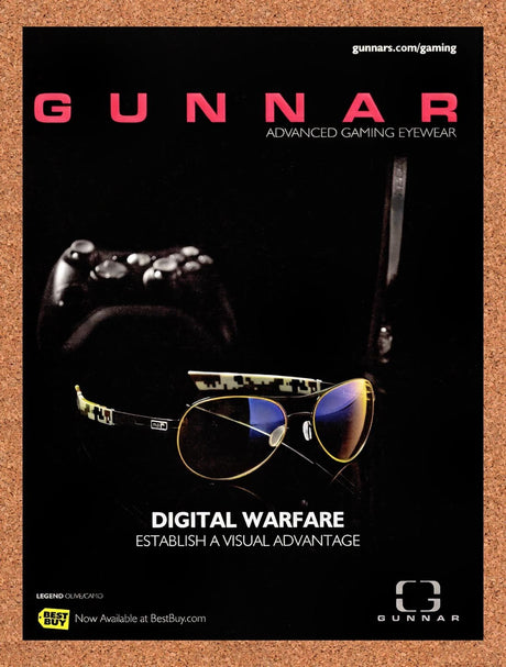 2010 Gunnar Legend Camo Advanced Gaming Eyewear Original Ad / Retro Wall Art v1