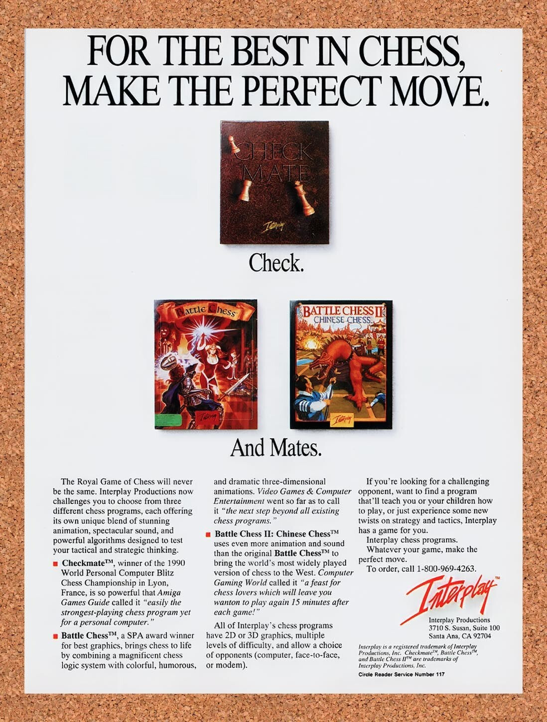 1991 Battle Chess MS-DOS Games Original Advertisement / Retro Wall Art v1