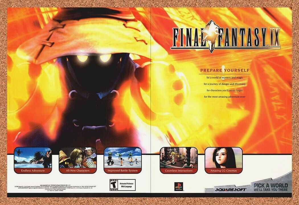 Final Fantasy IX PS1 Original 2001 Print Ad Authentic Mage Video Game Promo