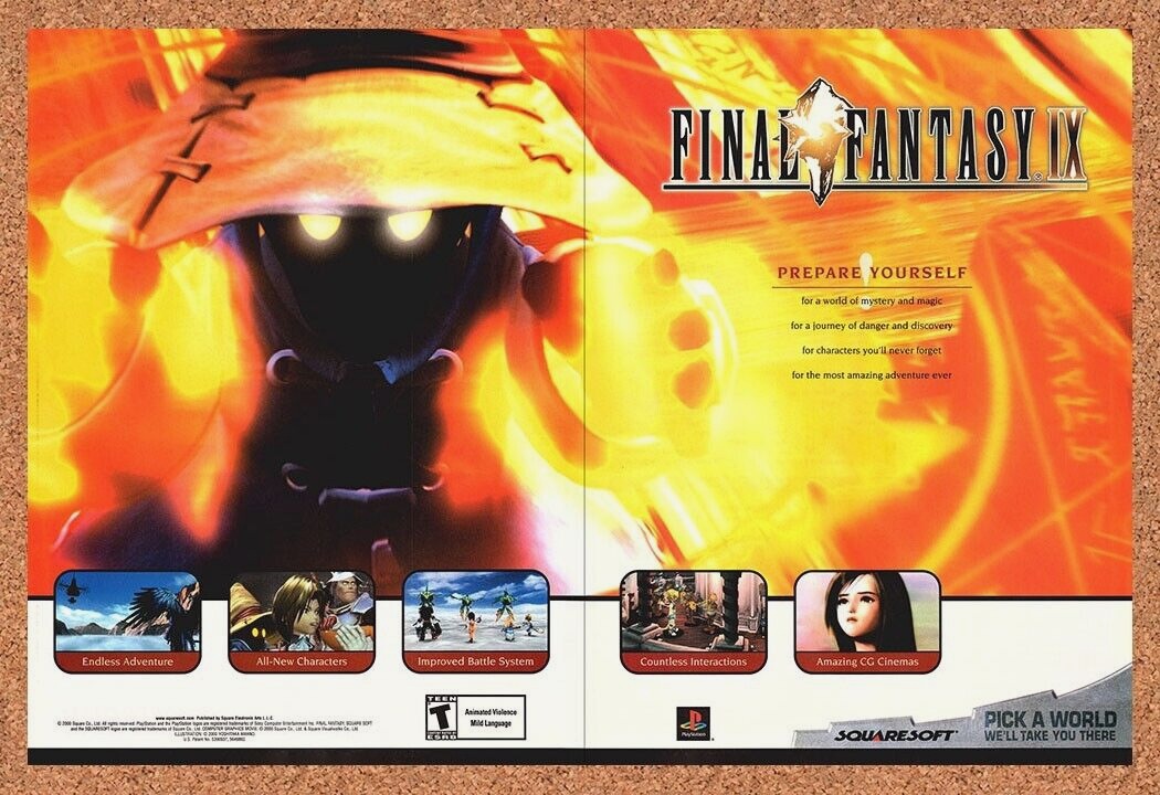 Final Fantasy IX PS1 Original 2000 Print Ad Authentic Mage Video Game Promo