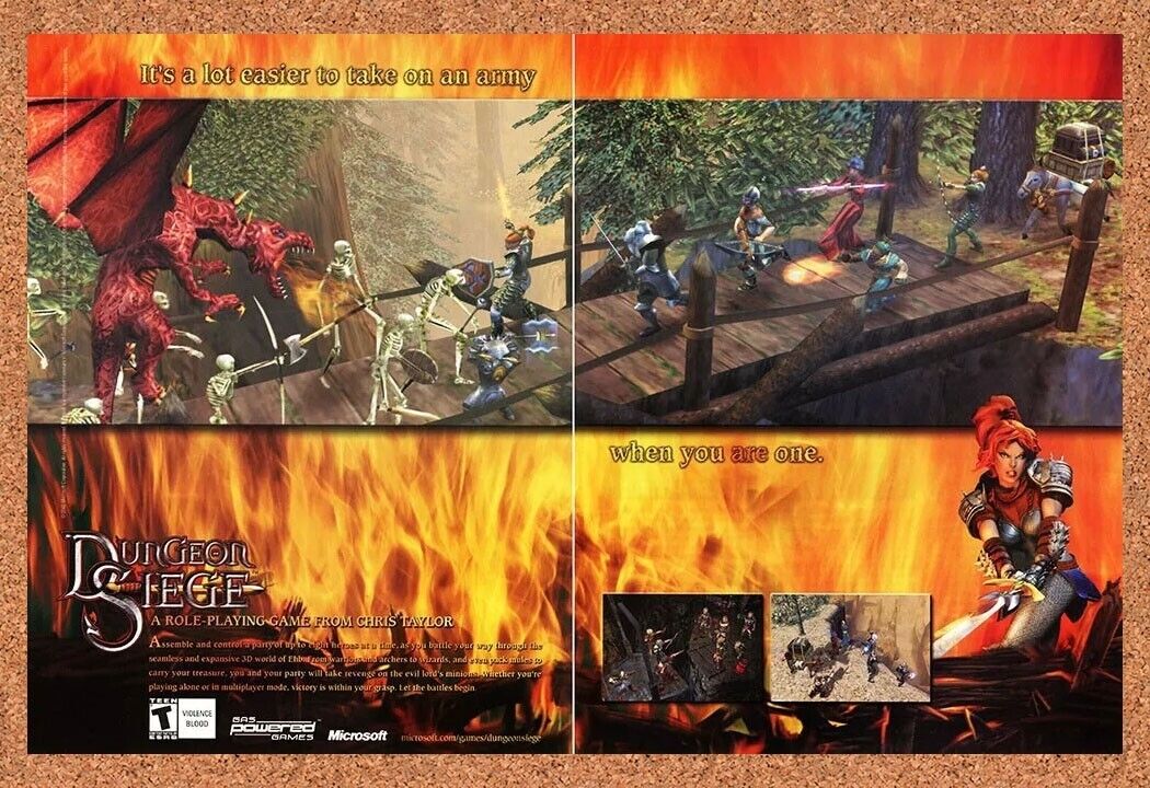 Dungeon Siege PC PC Original 2004 Ad Authentic Windows RPG Video Game Promo v1