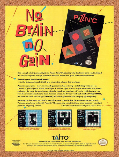 1991 Puzznic NES Original Advertisement / Retro Wall Art v1