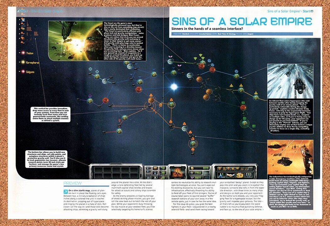 Sins Of A Solar Empire PC Original 2007 Vintage Ad - Video Game Review Promo