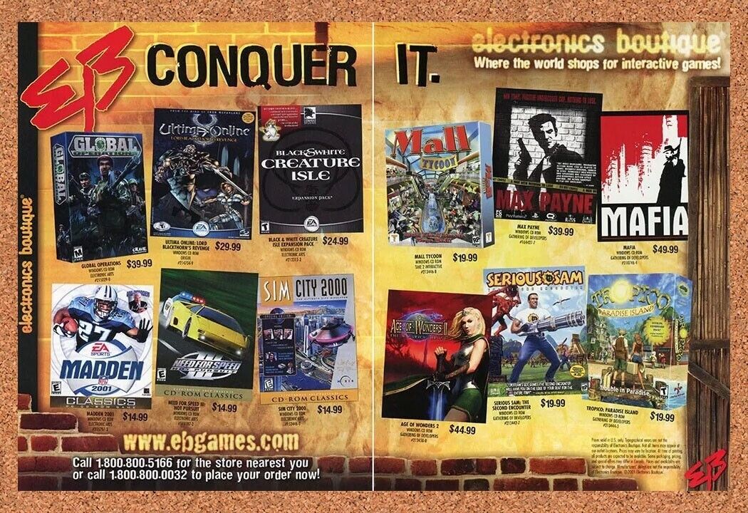 EB Games PC Original 2003 Ad Authentic Max Payne Mafia Video Game Promo