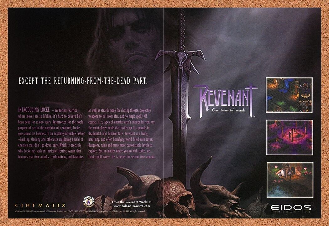 Revenant PC Original 1999 Ad Authentic Eidos Action RPG Video Game Promo v1