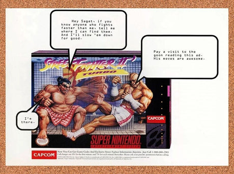 Street Fighter II Turbo SNES Original 1995 Ad Authentic Capcom Game Promo v2