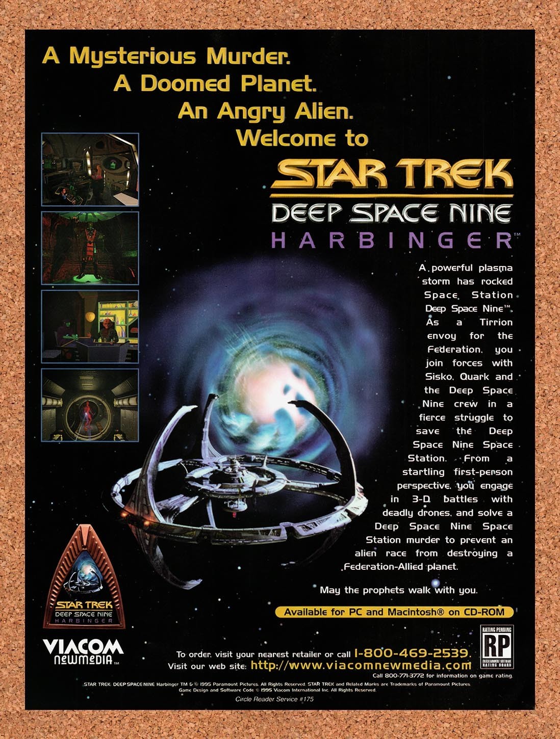 1996 Star Trek Deep Space Nine Harbinger PC Original Advertisement / Promo v1