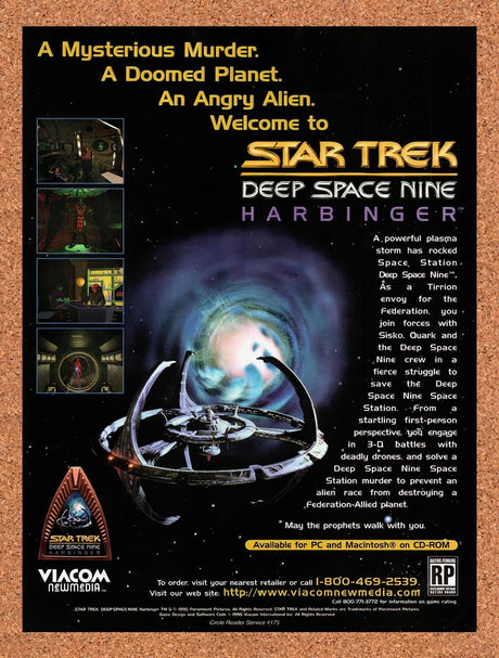 1996 Star Trek Deep Space Nine Harbinger PC Original Advertisement / Promo v1