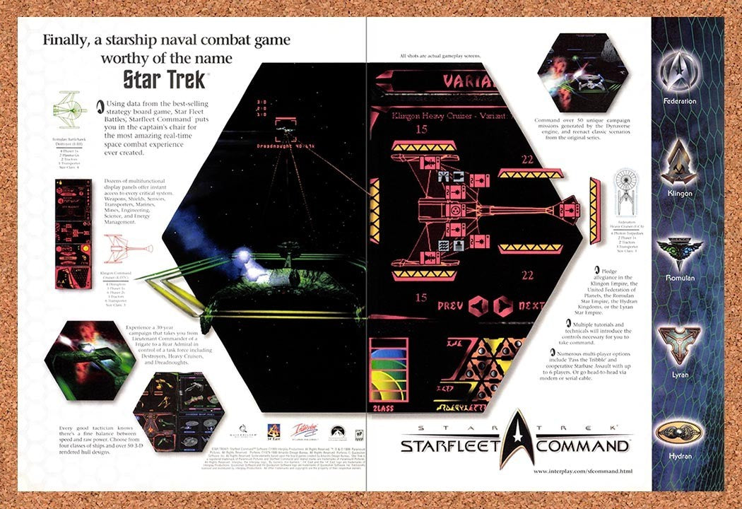 1999 Star Trek Starfleet Command Klingon Command Cruiser Original Ad / Promo v4