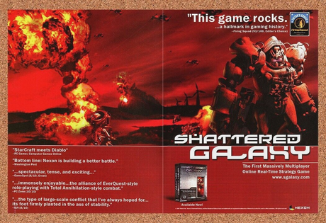 Shattered Galaxy PC Original 2003 Ad Authentic MMORTS Video Game Promo