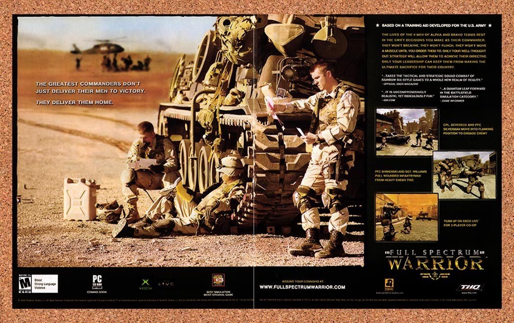 2004 Full Spectrum Warrior PC Original Advertisement / Retro Promo v2