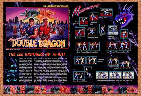 1992 Super Double Dragon SNES Original Advertisement / Retro Wall Art v1