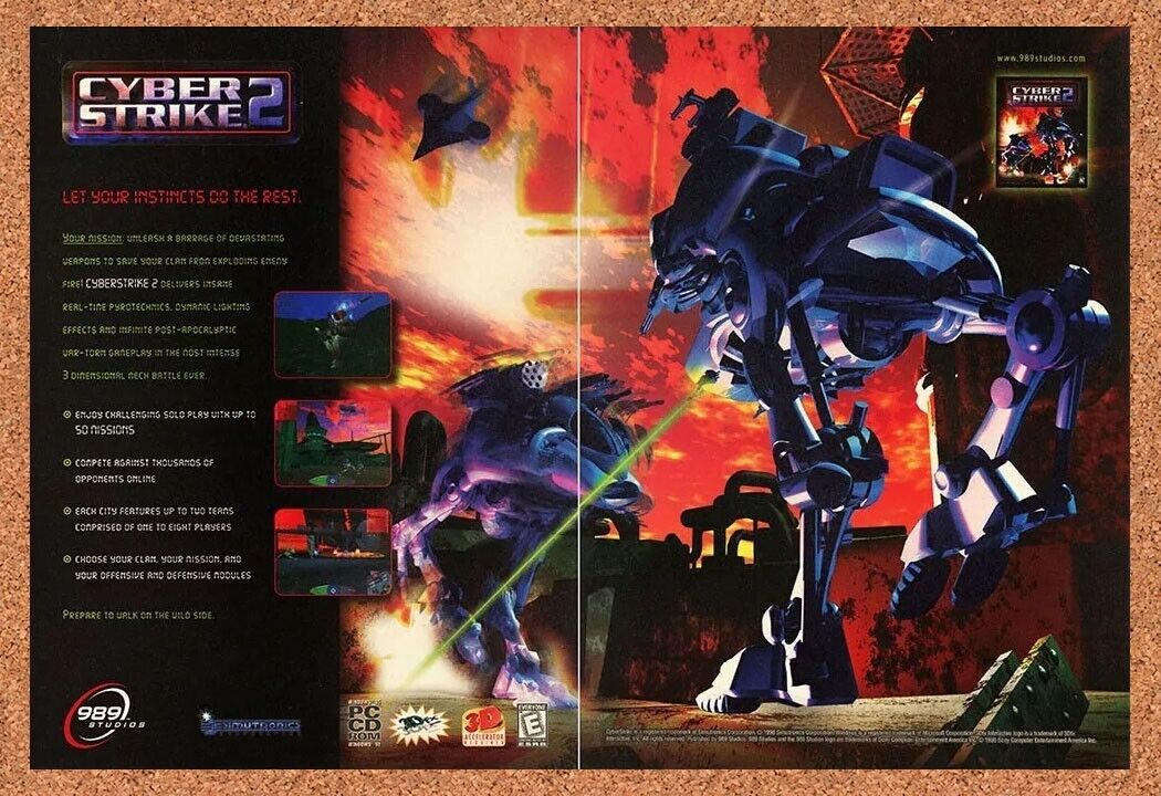 Cyber Strike 2 PC Original 2000 Ad Authentic Windows Mech Video Game Promo