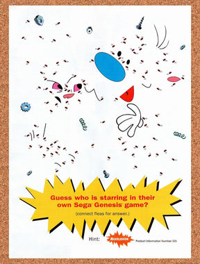 1994 Ren & Stimpy Connect Dots Genesis Original Ad / Retro Wall Art v1
