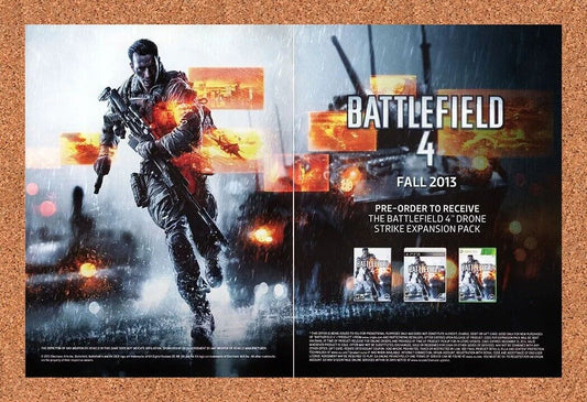 Battlefield 4 PS3 Original 2014 Ad Authentic Release Date Video Game Promo Art