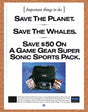 1993 Sega Game Gear Super Sonic Pack Original Advertisement / Retro Wall Art