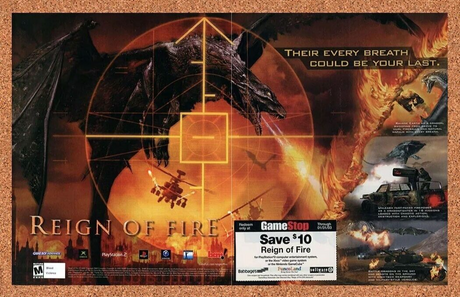 Reign Of Fire PS2 GameStop Rebate Original 2002 Ad Authentic Game Promo