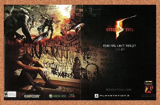 Resident Evil 5 Xbox 360 Original 2008 Ad Authentic Horror Video Game Promo