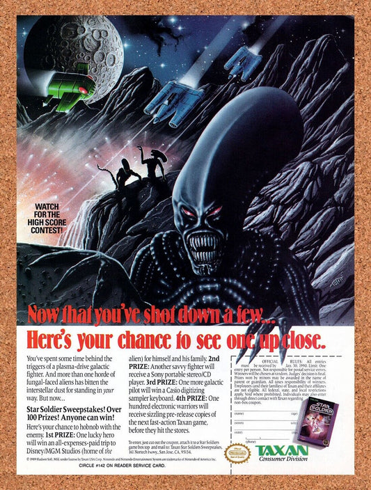 1988 Star Soldier Sweepstakes Original Advertisement / Retro Wall Art v1