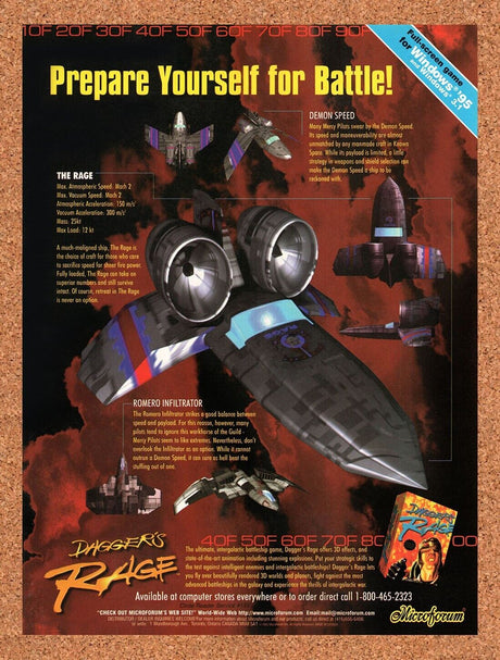 Dagger's Rage PC Original 1995 Vintage Ad - Video Game Promo