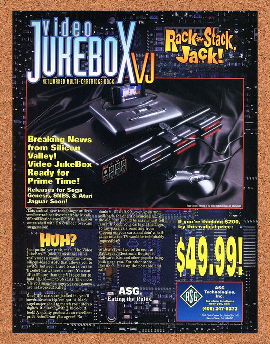 Sega Genesis Video Jukebox VJ Original 1993 Print Ad Authentic Video Game Promo