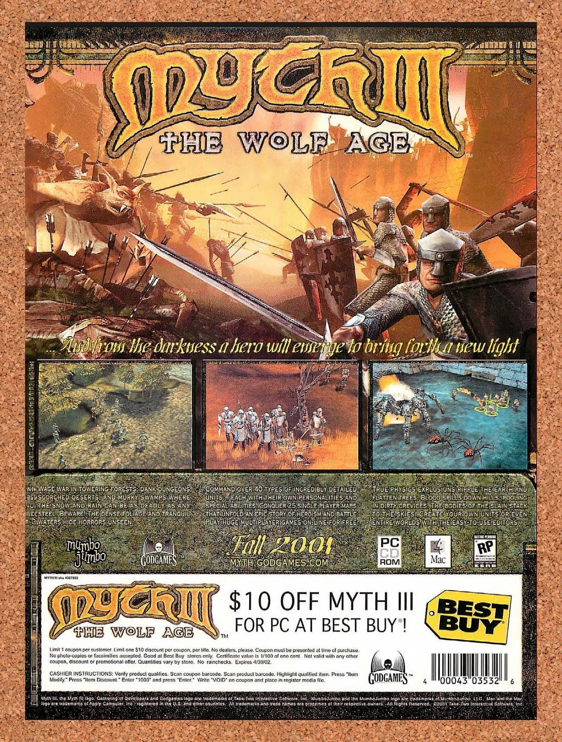 2001 Myth III The Wolf Age PC Original Advertisement / Retro Promo v2