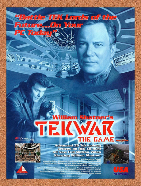 1995 William Shatner's Tek War PC Original Advertisement / Retro Wall Art v1