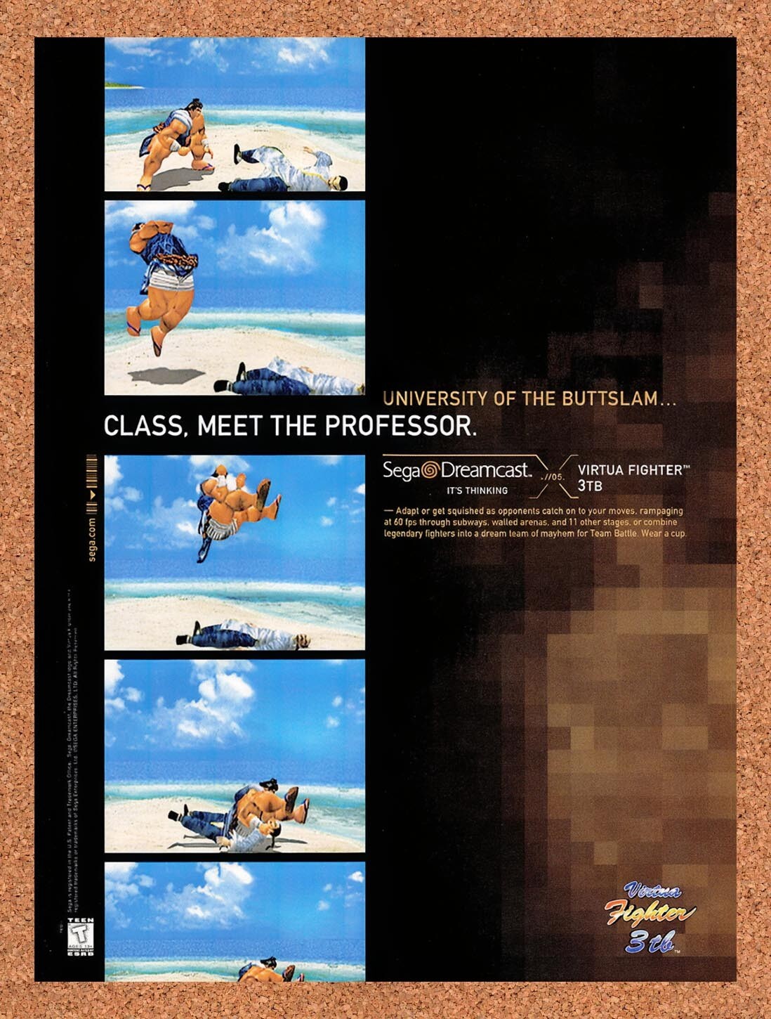 1998 Virtua Fighter 3TB Dreamcast Original Advertisement / Retro Wall Art v1