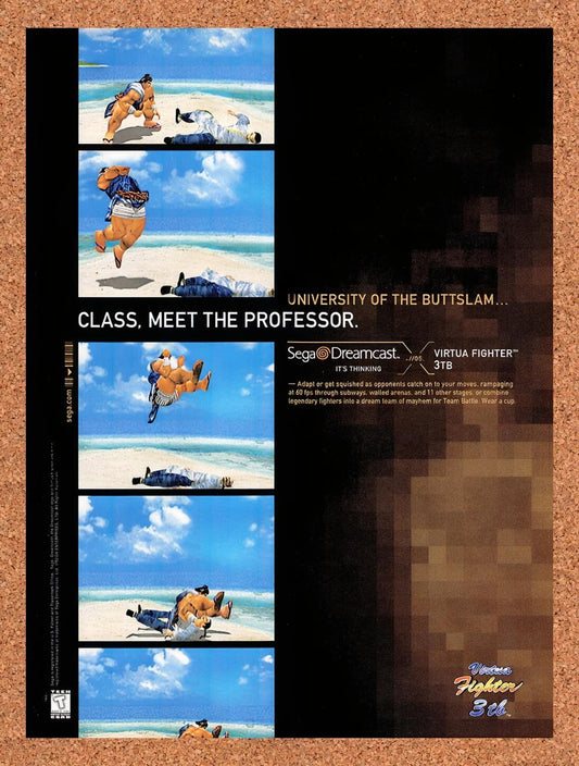 1998 Virtua Fighter 3TB Dreamcast Original Advertisement / Retro Wall Art v1