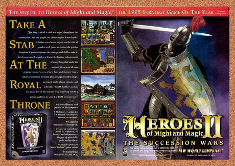 1996 Heroes Of Might & Magic II The Succession Wars PC Original Ad / Promo v2