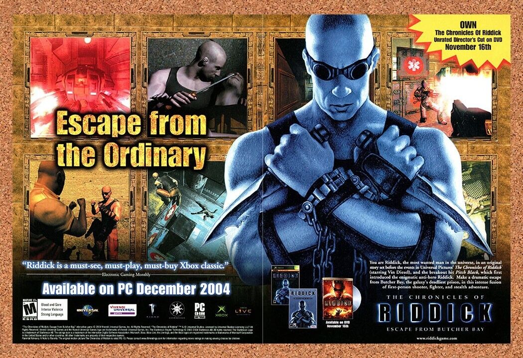 Chronicles Of Riddick PC Original 2006 Ad Authentic Video Game Promo