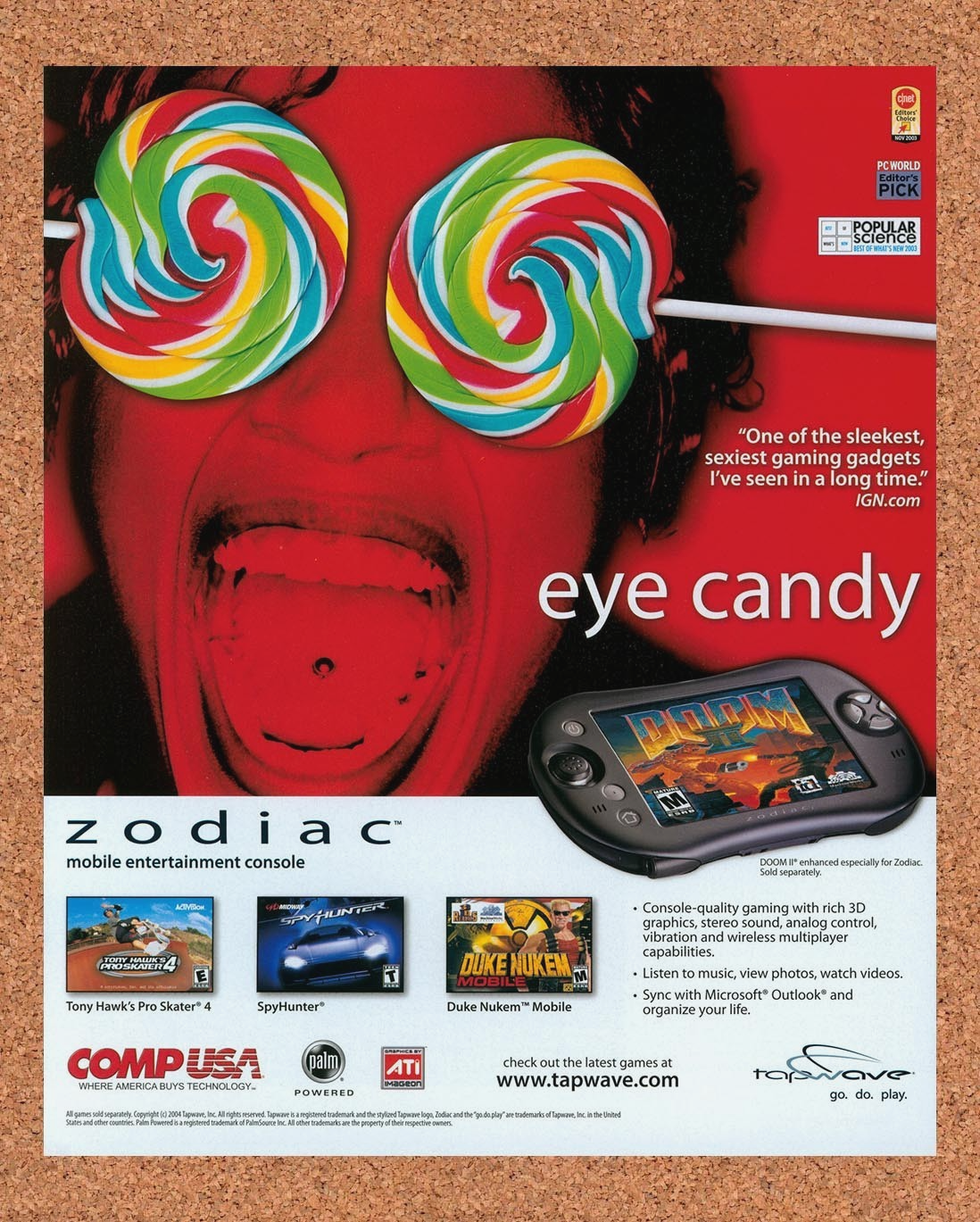 2004 Tapwave Zodiac Doom II Original Advertisement / Retro Promo v1