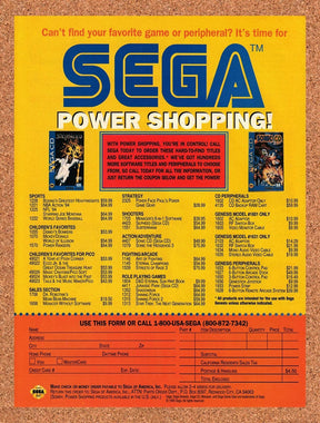 1995 Sega Power Shopping Mail Order Original Advertisement / Retro Promo v1