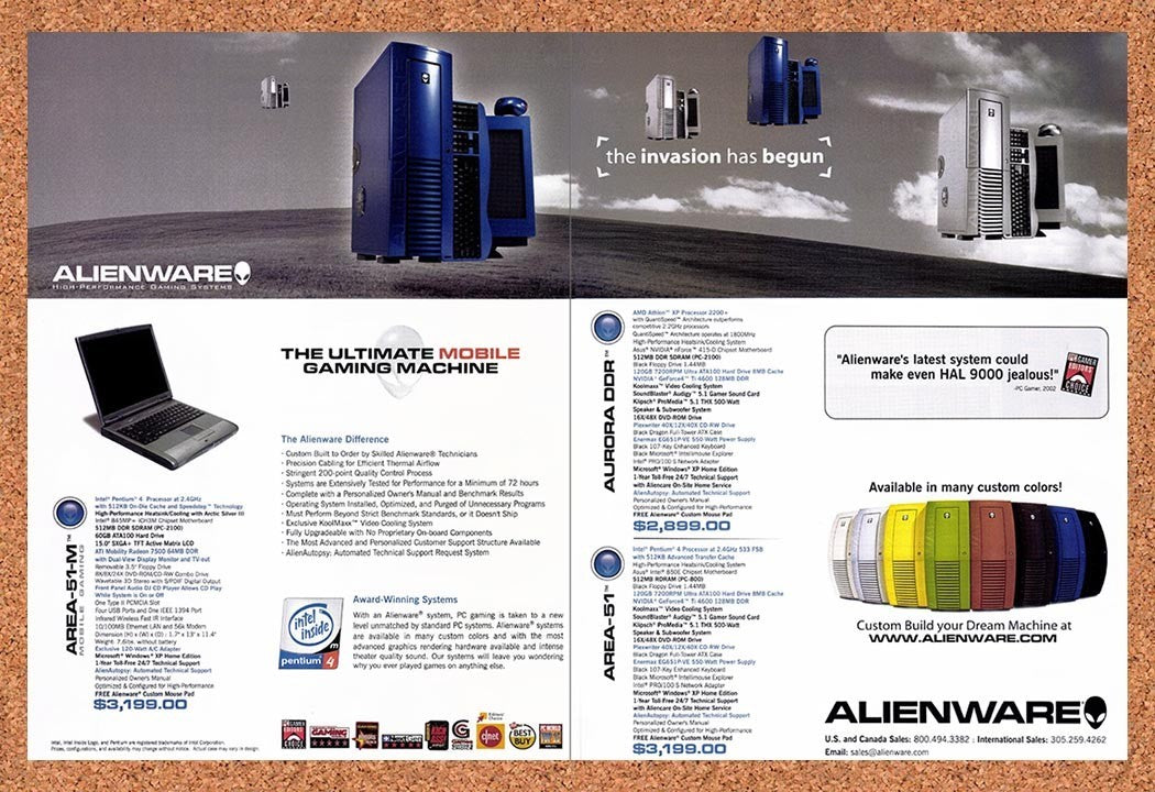 2002 Alienware High-Performance Area-51-M Mobile Gaming Original Ad / Promo v3