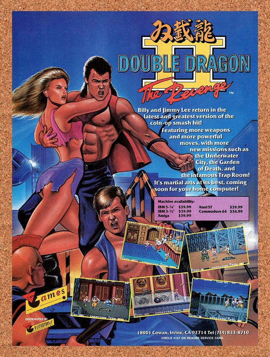 1988 Double Dragon II The Revenge Amiga Original Advertisement / Retro Wall Art