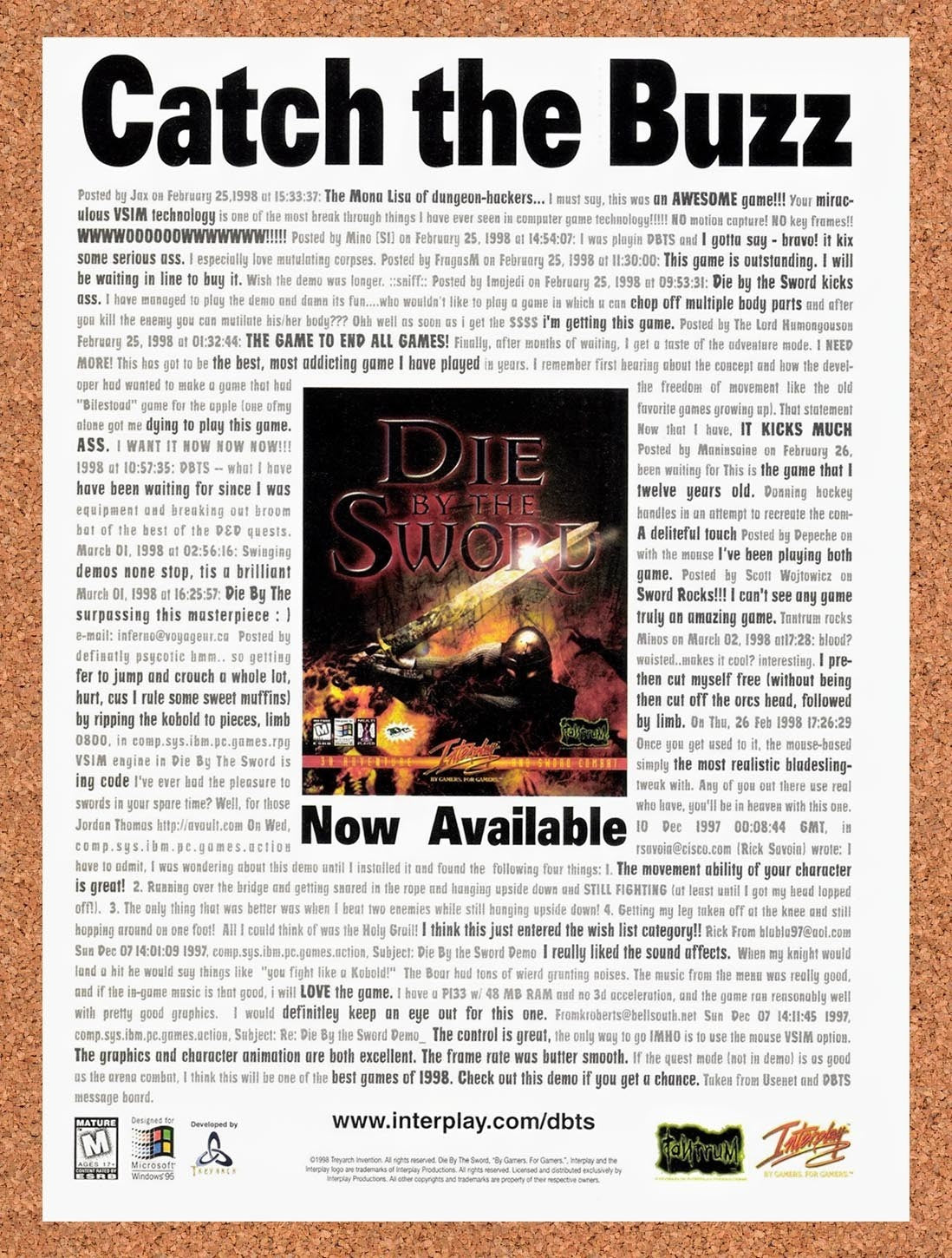 1998 Die By The Sword PC Original Advertisement / Retro Promo v5