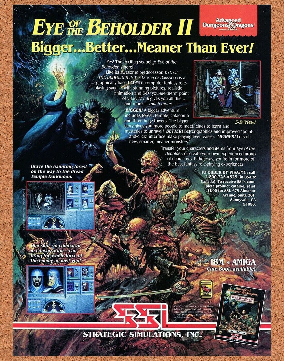 Advanced Dungeons And Dragons Amiga Eye Beholder II Original 1991 Ad Promo Art